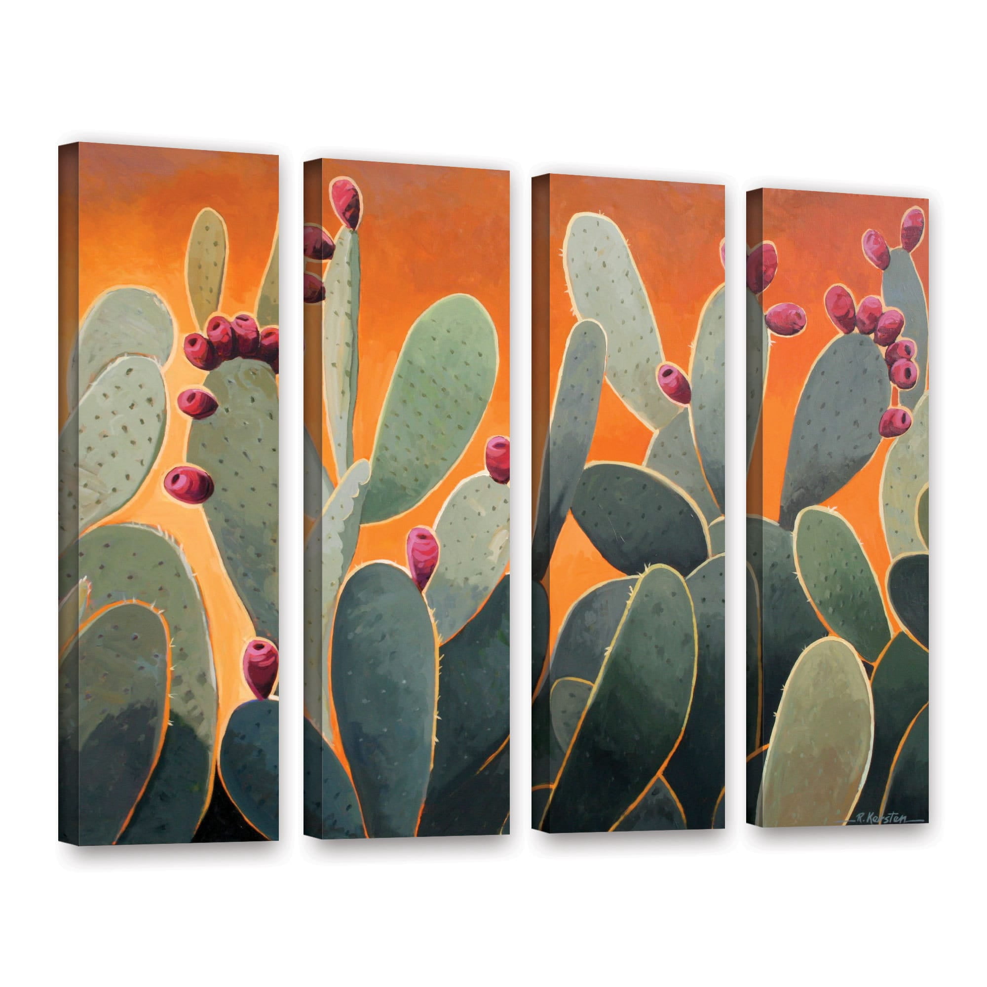 ArtWall Rick Kersten "Cactus Orange" 4-Piece Gallery-wrapped Canvas Set