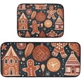 thumbnail image 1 of Christmas Gingerbread Snowflake Kitchen Mat Set of 2, Non-Slip Kitchen Rug for Floor, Waterproof Sink Carpet for Home, Office, Laundry, 1 of 6