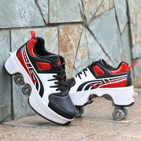 

Deformation Shoes Double Row Double-Wheel Casual Roller Shoes Automatic Four-Wheel Dual-Purpose Roller Skates Skateboard Shoes
