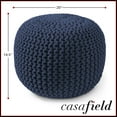 thumbnail image 6 of Casafield Round Pouf Ottoman, Navy Blue - 20" Dia x 14.5" High Cotton Knit Foot Stool - Boho Floor Pouffe for Living Room, 6 of 7