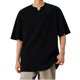 thumbnail image 2 of pstuiky Camisas de manga corta para hombre, Camisa informal de manga corta con cuello en V y textura vertical de color liso para hombre camisas casuales para hombre xl, 2 of 4