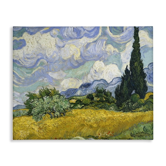 Stupell Industries French Country Van Gogh Wheat Field with Cypresses Post Impressionist Canvas Art, 30 x 24, by Vincent Van Gogh