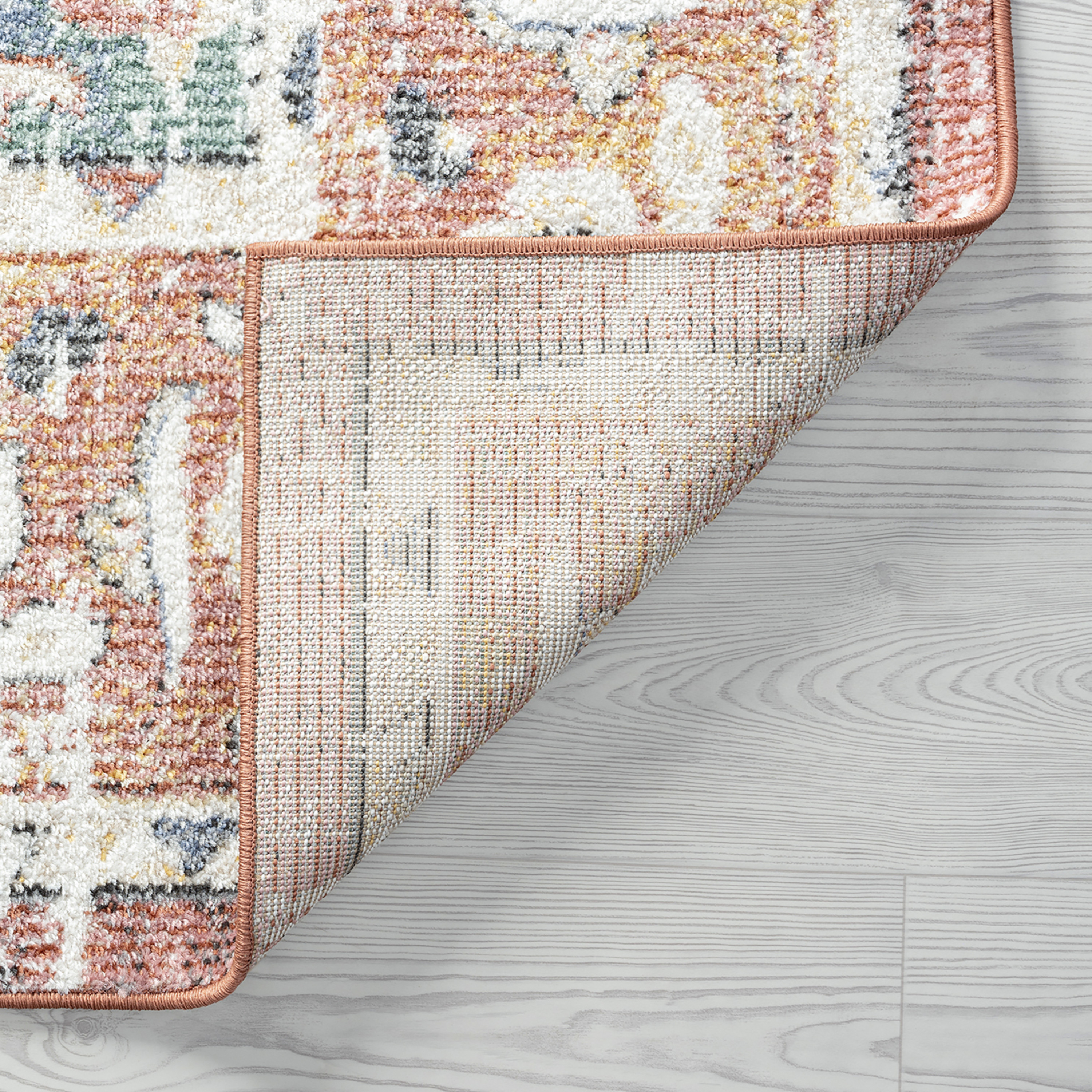 Addison Traditional 5' x 7' Rust and Blue Polypropylene Indoor Area Rug