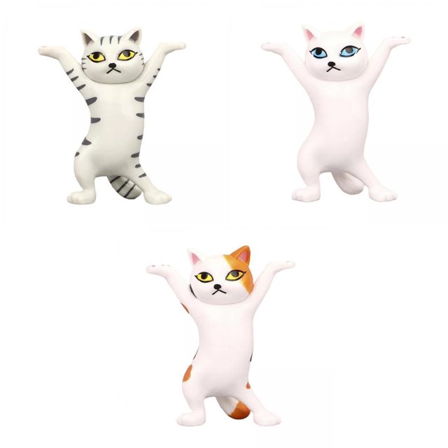 3x Soporte para bolígrafo para teléfono Gatos lindos Esculturas de acción Escritorio de estudio de gabinete actual Baoblaze Escultura de estatua de gato