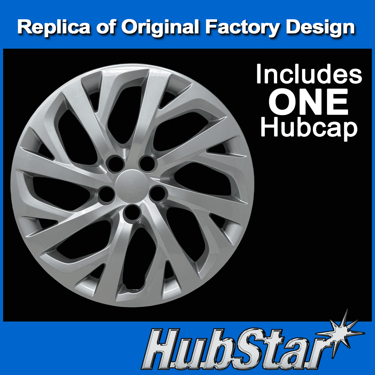 HubStar Hubcap for Toyota Corolla 2017-2019, Premium Replica 16-inch Wheel Cover (1-Piece) 61181