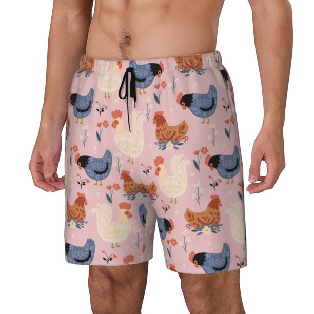 Fotbe Funny Chicken Traje de Baño para Hombre – Shorts de Natación de Secado Rápido con Forro y Bolsillos-X-Large