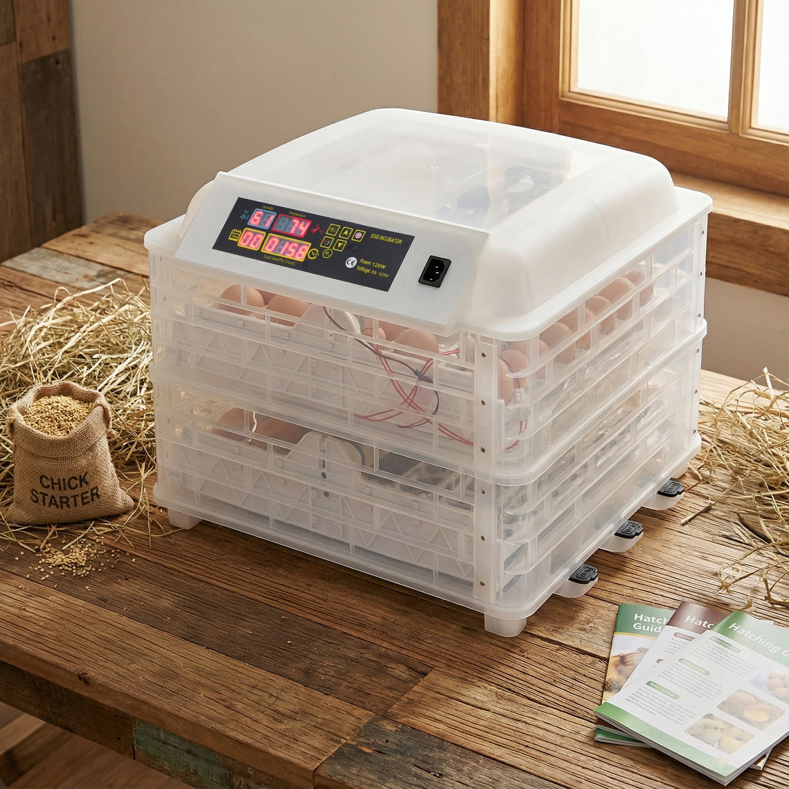 2 in 1 Incubator Chicken Duck Bird Auto-Turning Digital Control 112 Eggs