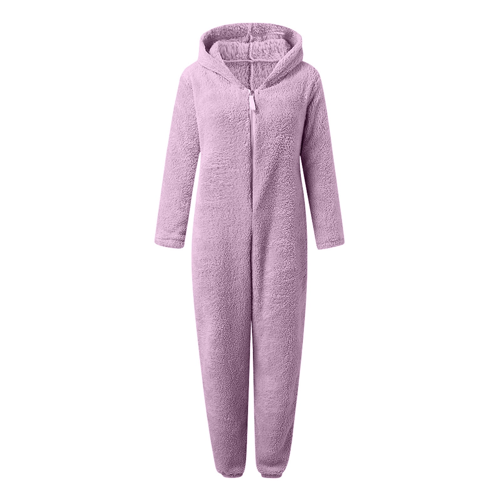 Sherpa Jumpsuit Women 2024,Women's Fuzzy Pajamas Long Sleeve Adult Cat Onesie Pajamas Winter Warm Rompers Sleepwear Plus Size