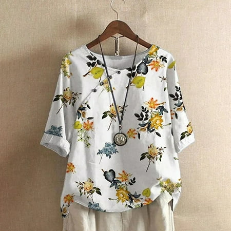 

Simplmasygenix Women Tops Summer Clearance Fashion Woman Causal Round Neck Printing Blouse 1/2Sleeve T-Shirt Summer Tops