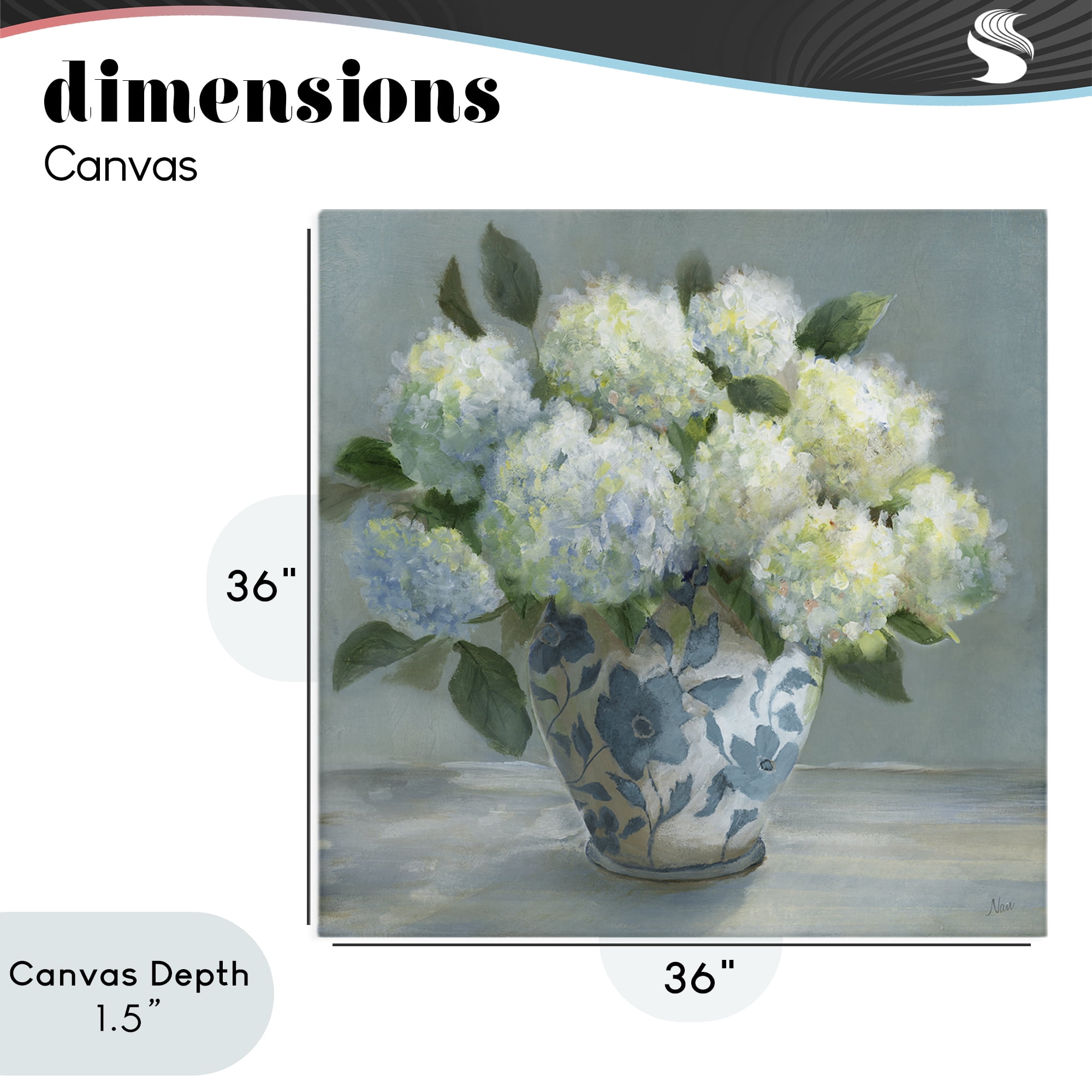 Stupell Industries Hydrangeas in Elegant Vase Canvas Wall Art, design by Nan