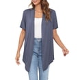 thumbnail image 4 of Uvplove Women's Casual Cardigan Short Sleeve Tieable Cardigan Purple_Grey-L, 4 of 16