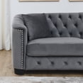 thumbnail image 4 of Aoowow 77" Chesterfield Velvet Sofa, 3-Seater Tufted Couch, Nailhead Trim, Gray Upholstered Sofa for Living Room, 4 of 7
