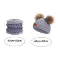 thumbnail image 2 of Gorro de punto para niño pequeño, gorro de punto con pompón doble de invierno, bufanda del mismo color, 2 of 5