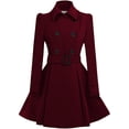 thumbnail image 1 of Abrigo ForeMode para mujer, de lana con doble botonadura, color rojo, 1 of 2