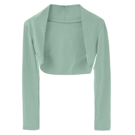Mercatoo Girls Open Front Crop Dance Shawl Long Sleeve Jacket Comfy Cardigan 3/4 Sleeve 𝐁olero 𝐒hrug Ballet Training Coat Tops