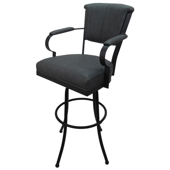 Miami Extra Tall Swivel Bar Stool 34" seat - Gray Vinyl - Black Metal