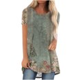 thumbnail image 2 of Camiseta Larga Blusa Tops sueltos Fiudx Moda Mujer Manga Corta Cuello Redondo Impreso, 2 of 4