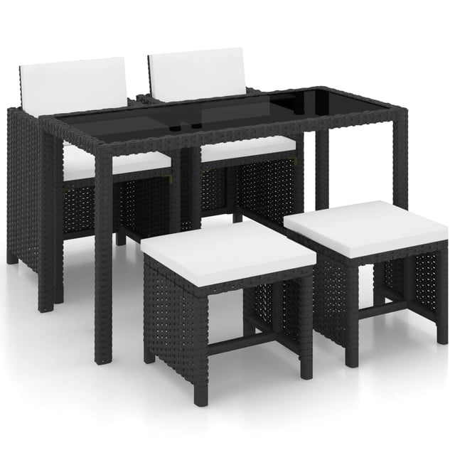 vidaXL Ensemble de Salle à Manger Extérieur 5 Pcs avec Coussins Poly Rotin Noir