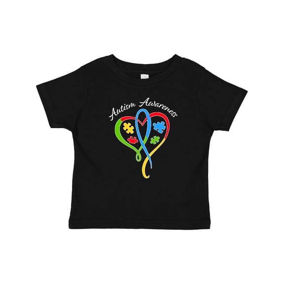 Inktastic Autism Awareness Heart Ribbon and Puzzle Pieces Boys or Girls Baby T-Shirt