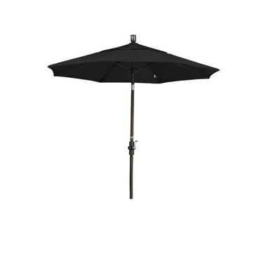 California Umbrella  7.5 ft. Sun Master Series Aluminum & Fiberglass Crank Collar Tilt Market Umbrella, Black Sunbrella