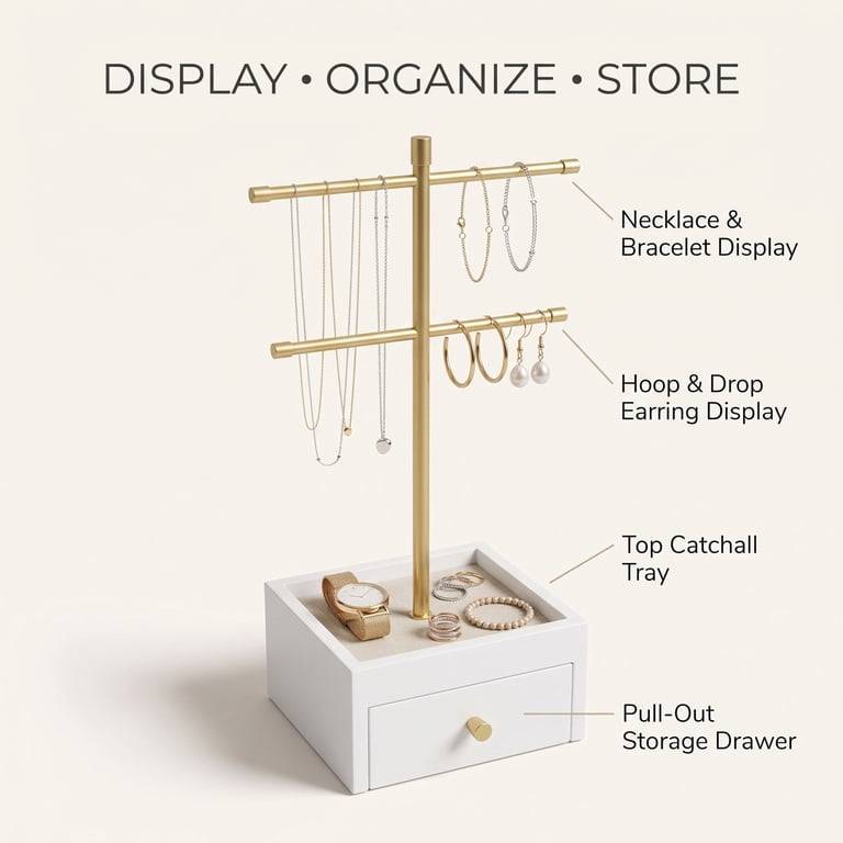 Hives and Honey Katie Jewelry Stand, White Gold Accents photo 5