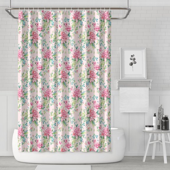Waterproof Beautiful Colorful Floral Shower Curtain 72x72 Inch Boho Style Polyester Unique Shower Curtain for Bathroom Hotel Home Decor with 12 Plastic Hooks