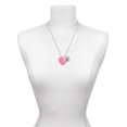 thumbnail image 3 of Delight Jewelry Acrylic 1" Hot Pink Heart Silvertone Script Initial Disc - V - Charm Necklace, 20"+3", 3 of 4