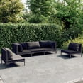 thumbnail image 1 of vidaXL 5 Piece Garden Lounge Set with Cushions Poly Rattan Dark Grey, 1 of 4