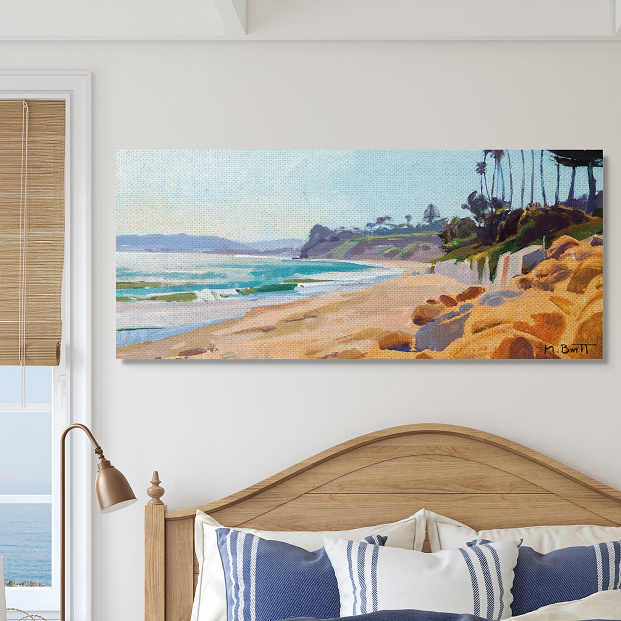 Stupell Industries Summer Beach Landscape Warm Sandy Coastline,20 x 48,Designed by Marcia Burtt