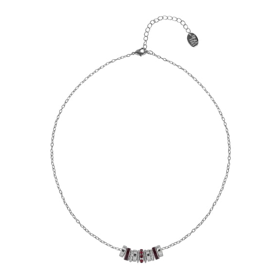 Time and Tru Silvertone Chain with Garnet Birthstone "January" Necklace