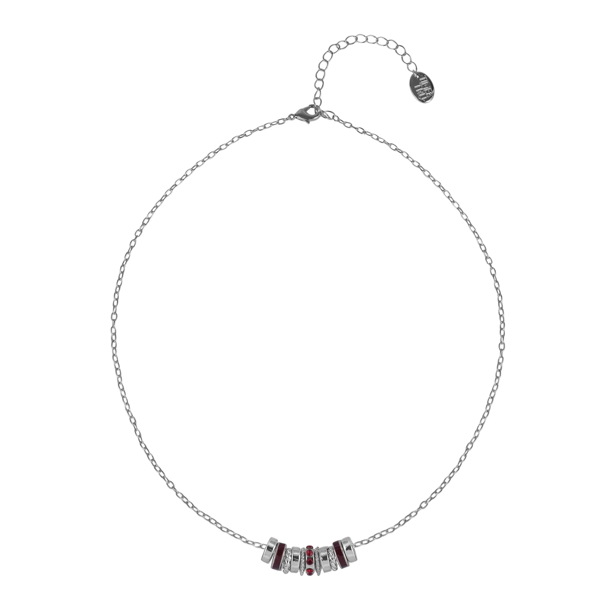 Time and Tru Silvertone Chain with Garnet Birthstone "January" Necklace