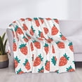 thumbnail image 3 of Honeii Strawberries print throw blanket, crafted from cozy cotton flannel, offers versatile home decor as a bedding suitable for all seasons.-60"x50", 3 of 6
