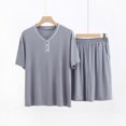thumbnail image 5 of JTieacloth Men's Nightshirts Men's Summer V Neck Short Sleeve Top And Shorts Casual Style Pajama Loungewear Set Gray, 5 of 5