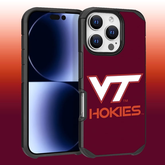 Apple iPhone 16 Pro (6.3) - Licensed NCAA University of Virginia Tech Hokies Logo on Red Textured Dual Layer Case