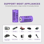 Rechargeable 16340 Battery 3.7V 2800mAh Battery for Streamlight, Headlights, Small Fan, Electronic Devices, Scooters, Doorbells, etc (Purple)