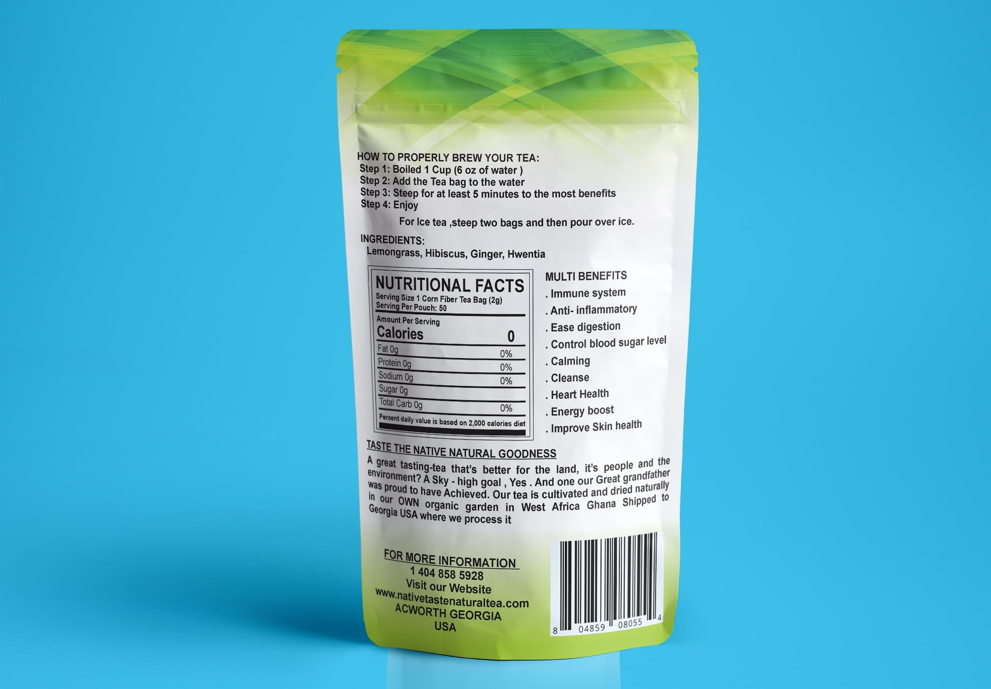 Native Taste Lemongrass Hibiscus Ginger Hwentia Tea