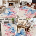 thumbnail image 6 of Butterfly Floral Area&nbsp;Rug 8x10ft Watercolor Blue Pink Flower Butterflies Linen Texture Non-Slip&nbsp;Washable Square&nbsp;Rugs Soft Felt Indoor Floor Mat for Bedroom Kitchen Living Room Bathroom, 6 of 9