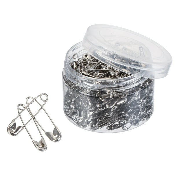 Uxcell Imperdibles de Metal de 1 pulgada con Caja para Oficina y Hogar Tono Plateado 600 Paquete