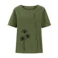 thumbnail image 4 of Pisexur Hauts d'Été en Coton et Lin pour Femmes 2024 Mode T-Shirts Graphiques Pissenlit Surdimensionnés Blouse d'Été Décontractée Col Rond Manches Courtes, 4 of 5