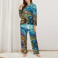 thumbnail image 2 of Pajama Sets for Women 2 Pcs, Sea World Button Down Long Sleeve Sleepwear Lounge PJ Sets, 2 of 6