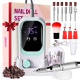 thumbnail image 1 of Taladro de uñas eléctrico profesional 35000 RPM con base recargable y puntas - Juego de lima de uñas y pulidor para eliminación de acrílico - Salón y uso doméstico (verde), 1 of 5