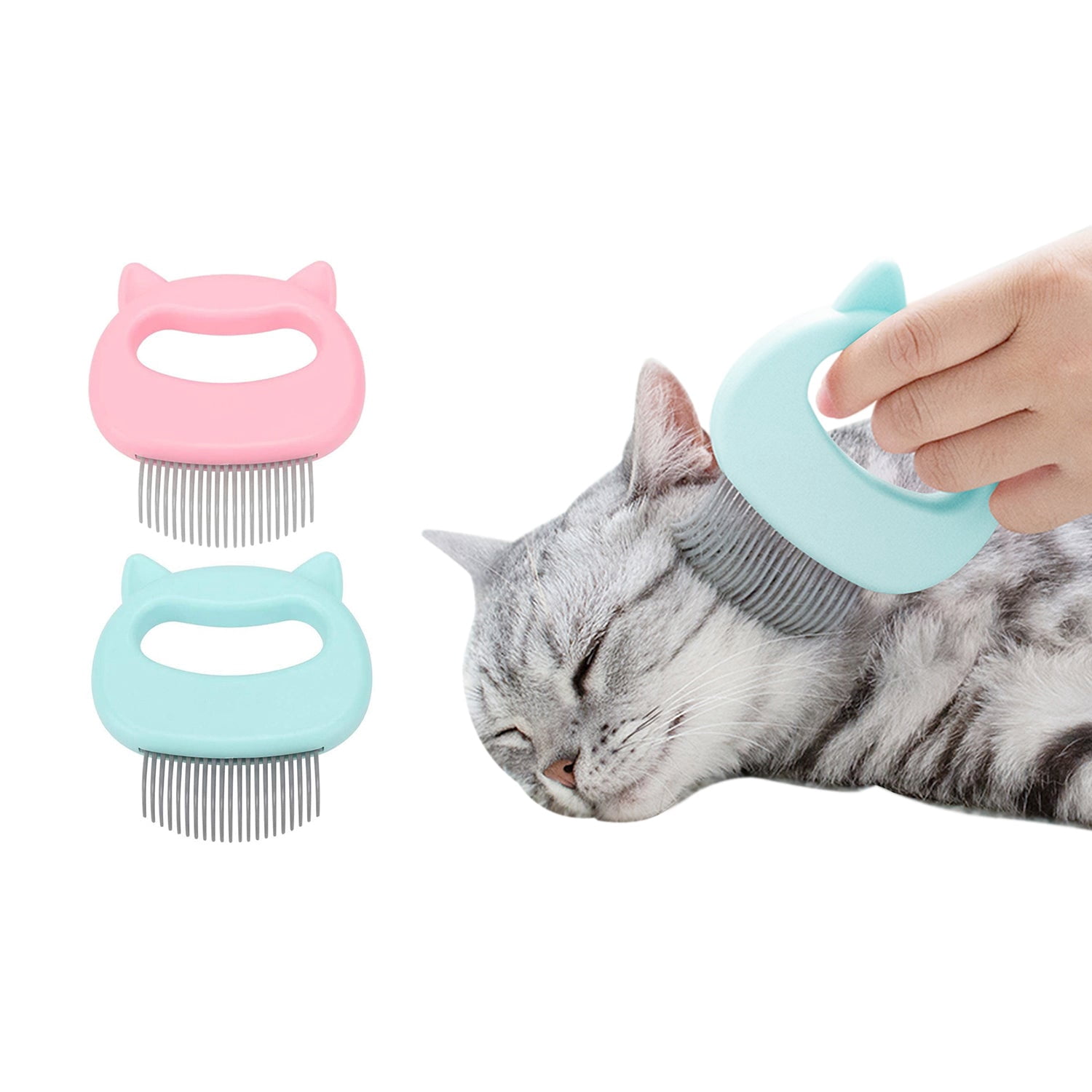 Cat Pet Hair Removal and Massaging Shell Comb Brush - 2 Pack