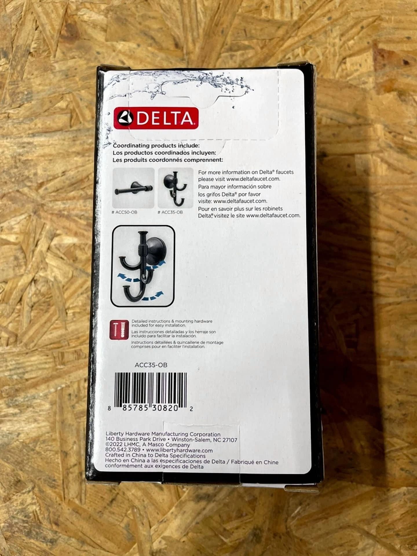 KNACK - Delta Accolade 3-Prong J-Hook Towel Hook Bronze Wall Mounted Expandable Acc35-Ob