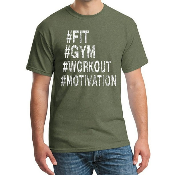 Interstate Apparel Men's Fit Gym Workout Motivation Military Green