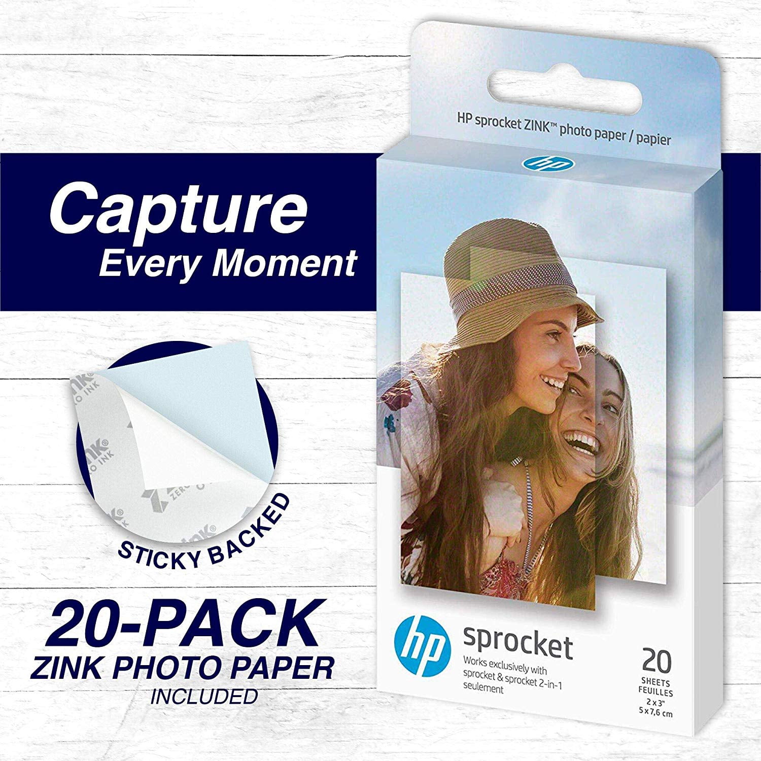 Papier photo autocollant HP Sprocket - 50 feuilles