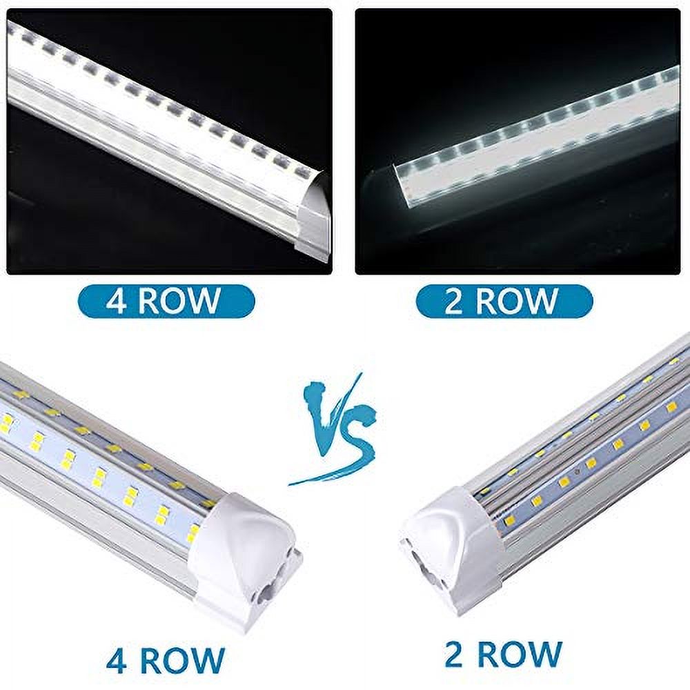(Pack of 25) T8 LED Tube Light Fixture, 4FT, 60W, 6500 Lumens, 5000K, V Shape, High Output, Utility Shop Light Bulbs for Garage, Warehouse, Plug and Play