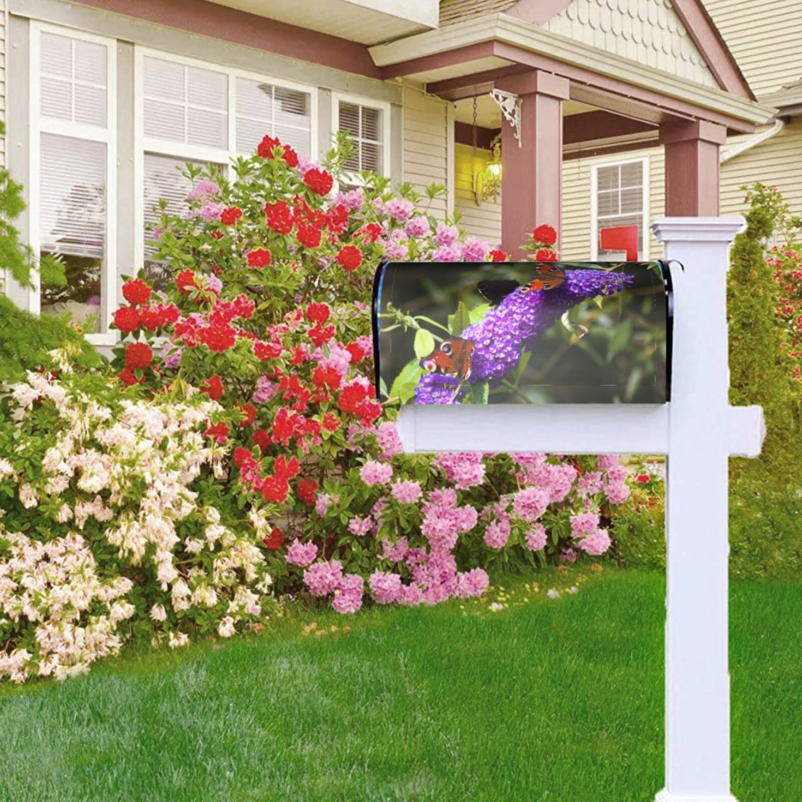 Logiee butterfly bush flower Print Post Letter Box Wrap Decor, Mailbox Cover Suitable for Standard Mailbox and Large Size Mailbox,Outdoor Yard Decoration-21x18 in