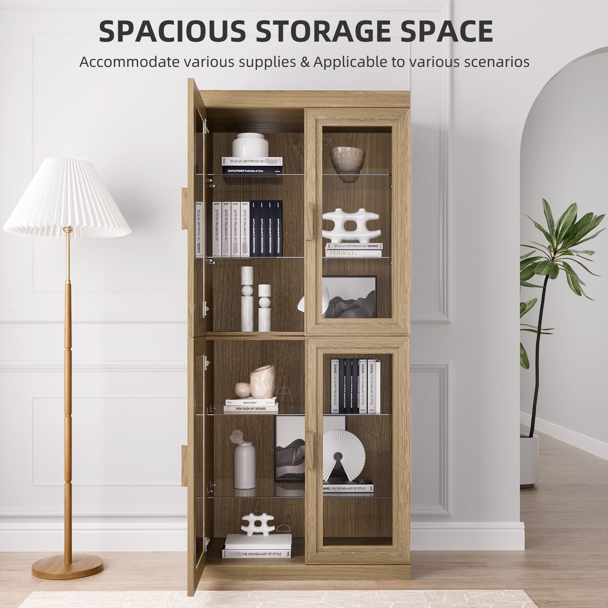 MAYEERTY Entryway Storage Cabinet Wood Accent Cabinet for Living Room,Brown