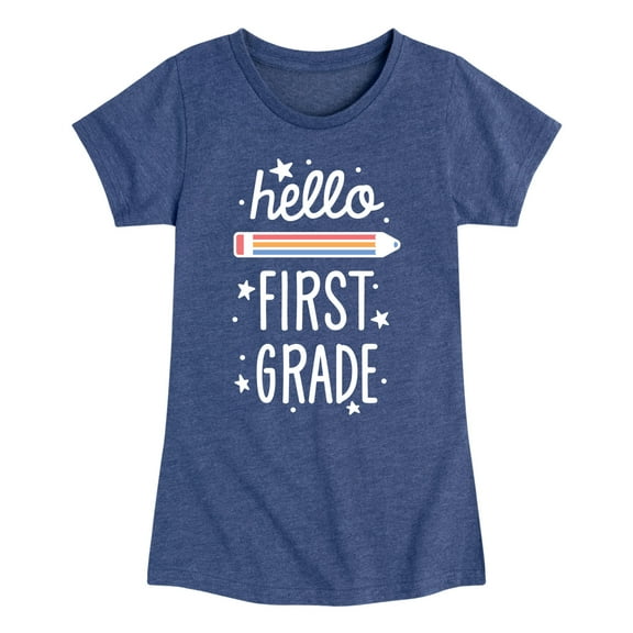 Instant Message - Hello First Grade - Toddler & Youth Girls Short Sleeve Graphic T-Shirt