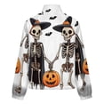 thumbnail image 6 of Jackets for Women Winter Coat Jackets Flannel Stand Collar Jacket(Halloween Skeletons with Pumpkin Basket,Size:S-4XL), 6 of 7